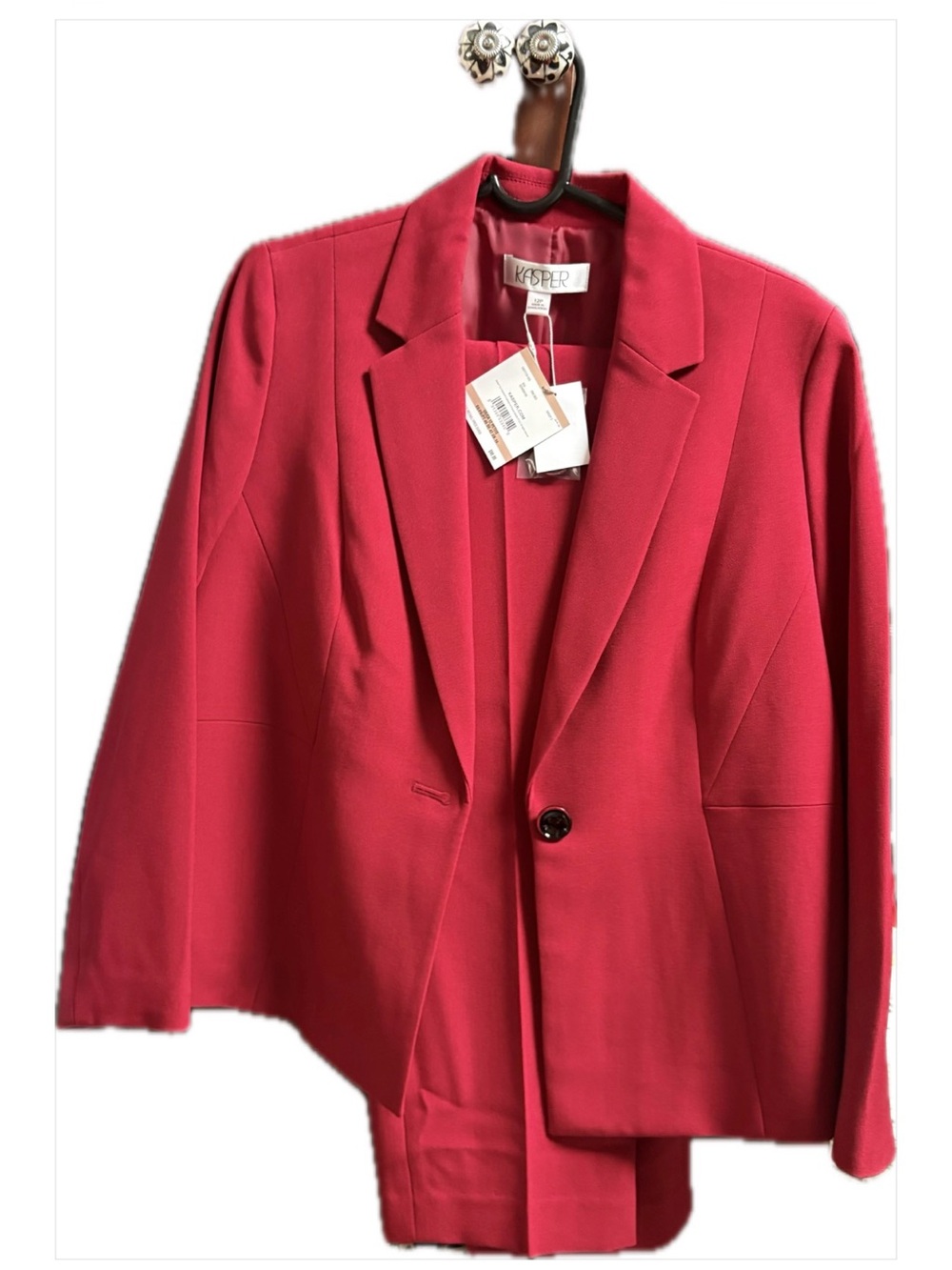 Kasper Women's Bright Red Single-Button Blazer